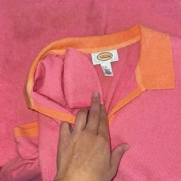 Talbots shirt dress with collar pink orange size L - Picture 6 of 8